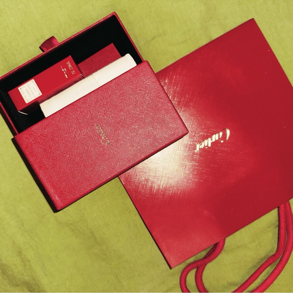 CARTIER Jewelry Box RARE NEW France Black Velvet Drawer & Bag - NWT